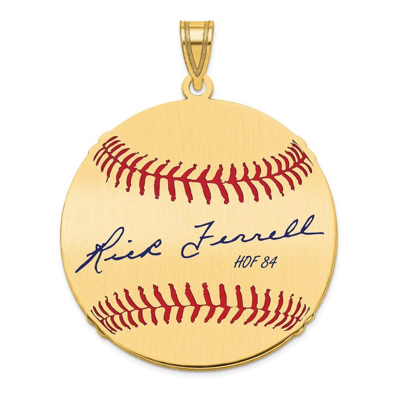 14k Gold Plated Rick Ferrell Signature Lg Enamel Baseball Pendant